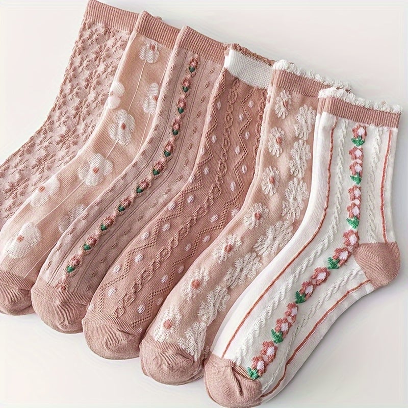 Birgit Strømper til damer i Mixed Color-Flowers 6 Pairs, billede 1