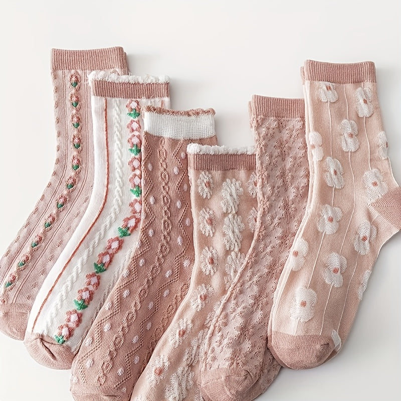 Birgit Strømper til damer i Mixed Color-Flowers 6 Pairs, billede 3