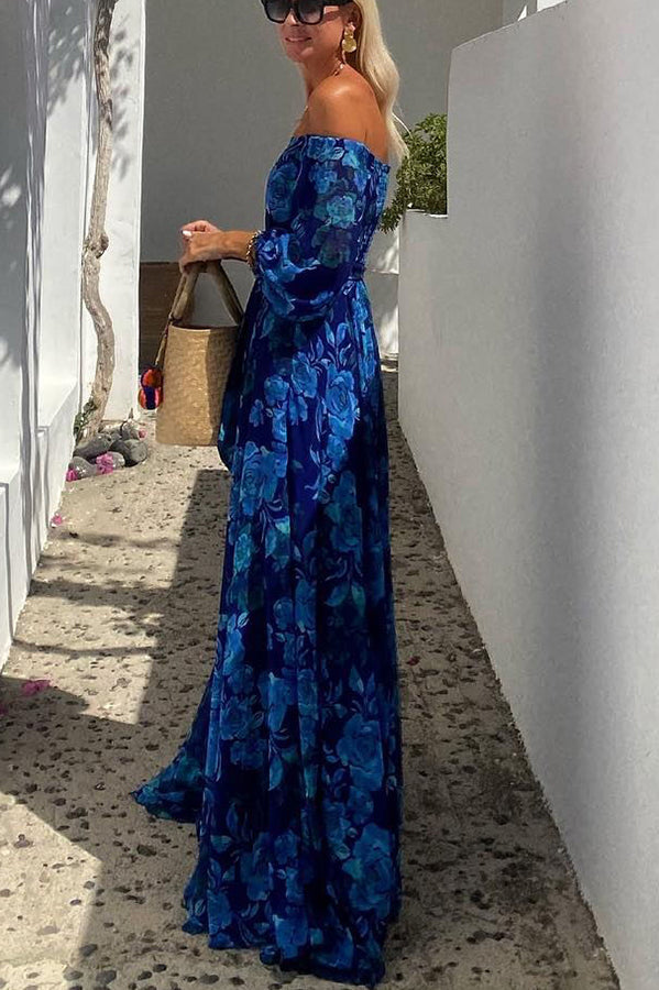 Ingeborg Kjole til damer i lang model i maxilængde med blomsterprint, billede 3