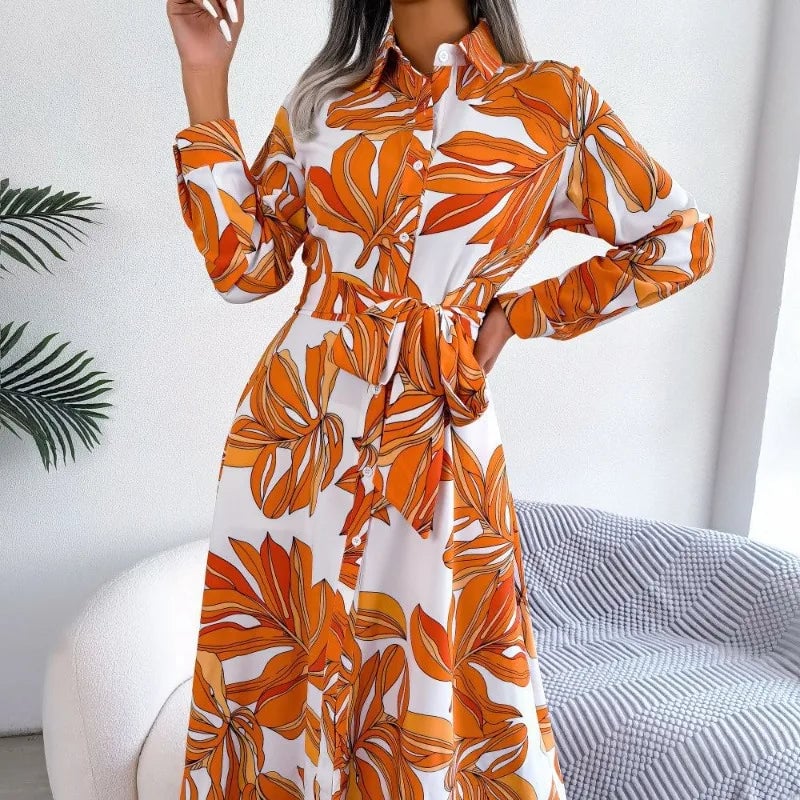Ingrid Kjole til damer med revers med knapper og blomsterprint, billede 5