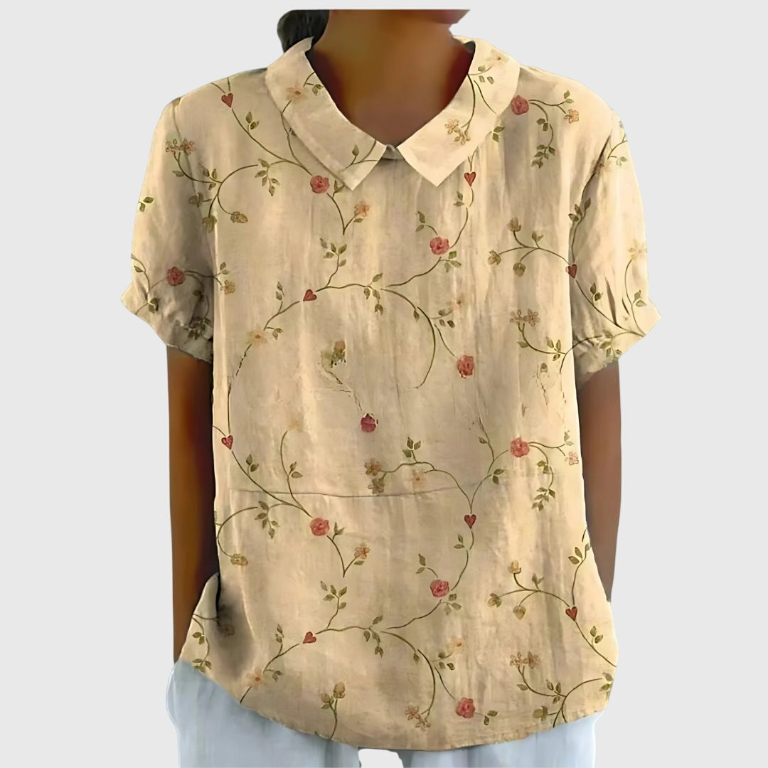 Kirstine Bluse til damer med løs pasform og blomsterprint, billede 3