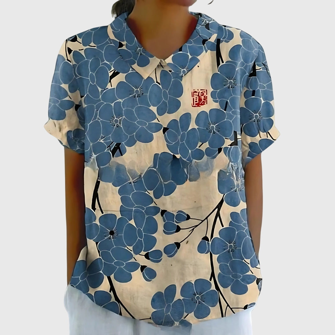 Kirstine Bluse til damer med løs pasform og blomsterprint, billede 8
