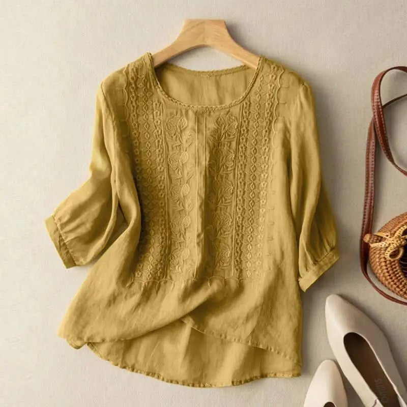Lene Bluse til damer med broderi, billede 1