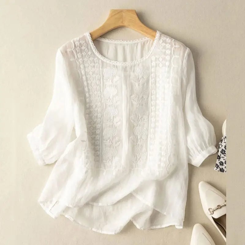 Lene Bluse til damer med broderi, billede 5