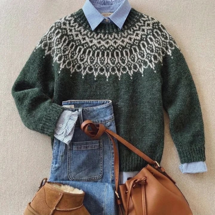 Molly Sweater til damer i strik i grøn, billede 1