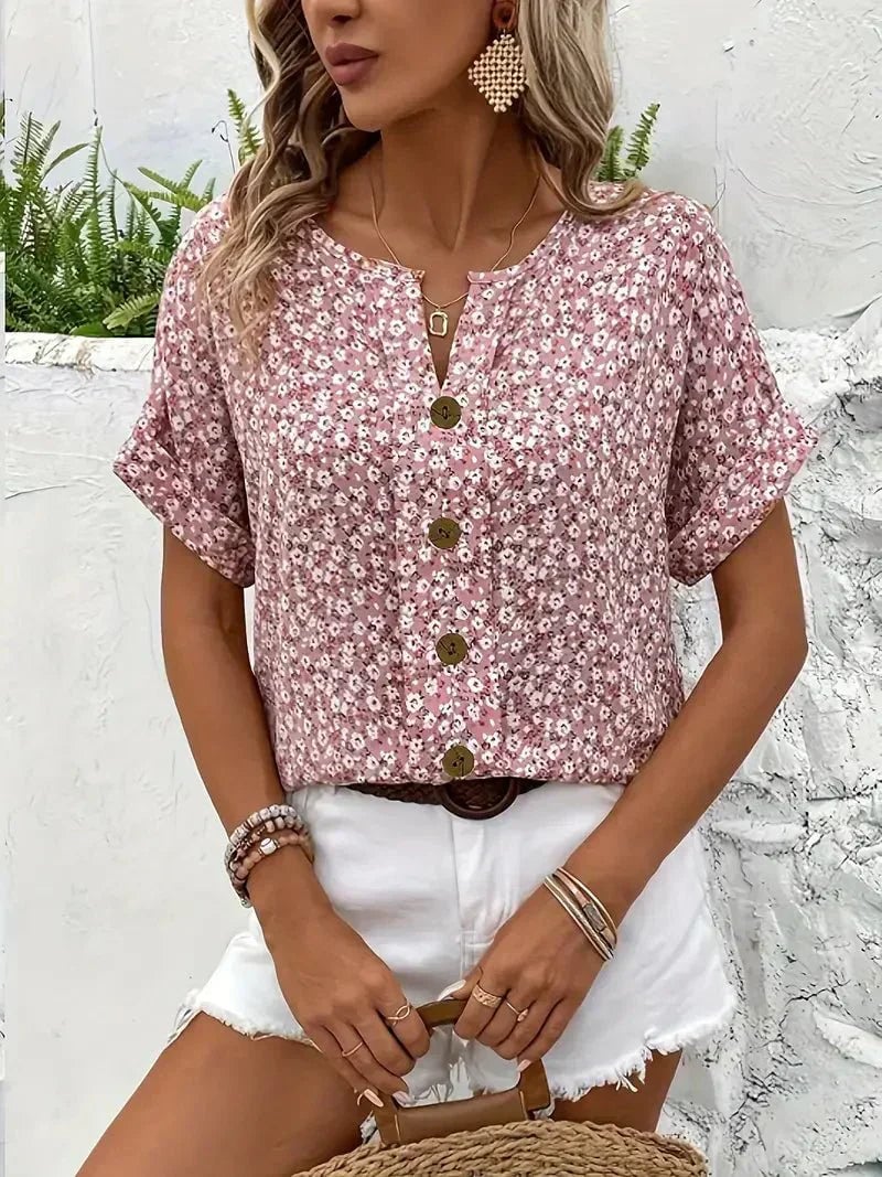 Rie Bluse til damer i polyester med blomsterprint, billede 4