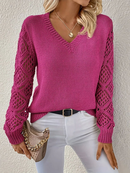 Alberte Sweater til damer i strik med V-hals, billede 4