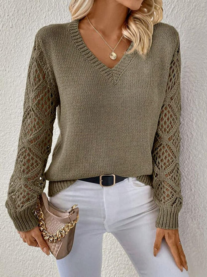 Alberte Sweater til damer i strik med V-hals, billede 5