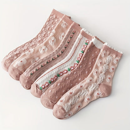 Birgit Strømper til damer i Mixed Color-Flowers 6 Pairs, billede 2