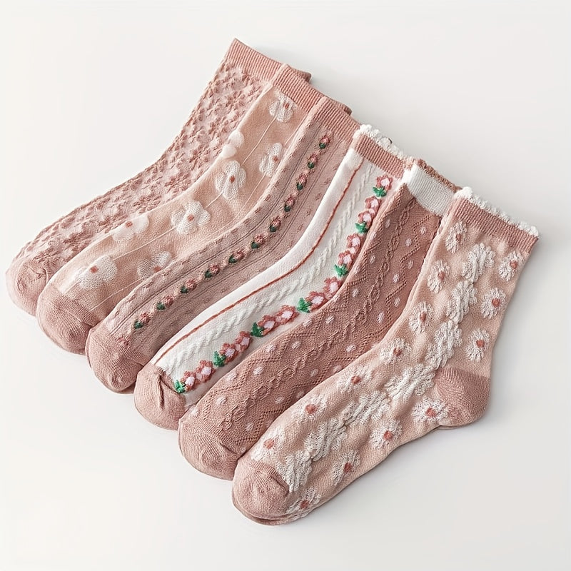 Birgit Strømper til damer i Mixed Color-Flowers 6 Pairs, billede 2