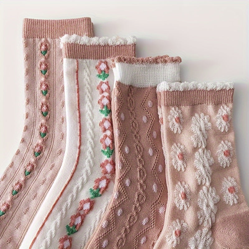 Birgit Strømper til damer i Mixed Color-Flowers 6 Pairs, billede 4