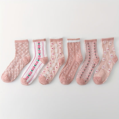 Birgit Strømper til damer i Mixed Color-Flowers 6 Pairs, billede 5