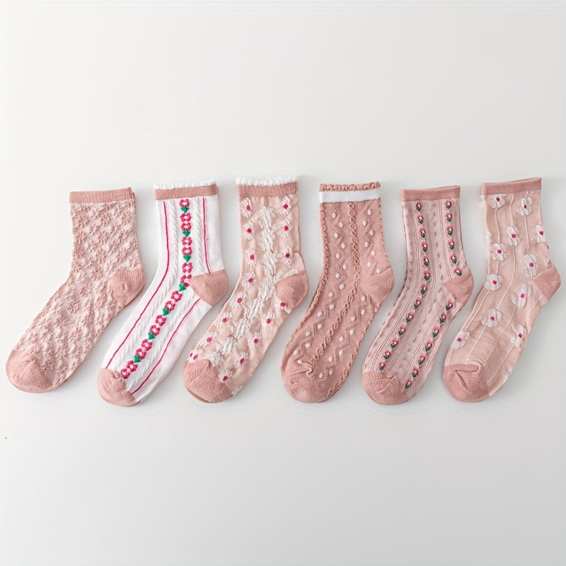 Birgit Strømper til damer i Mixed Color-Flowers 6 Pairs, billede 5