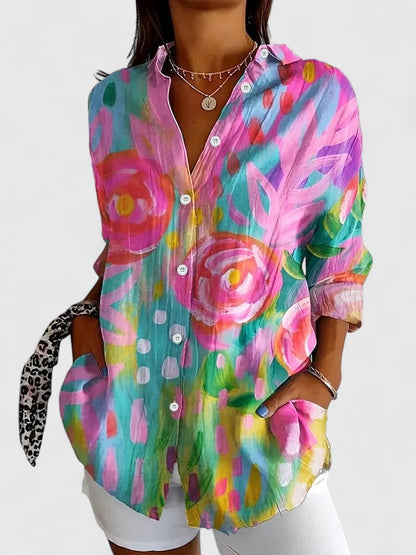 Elisabeth Bluse til damer med allover print, billede 1
