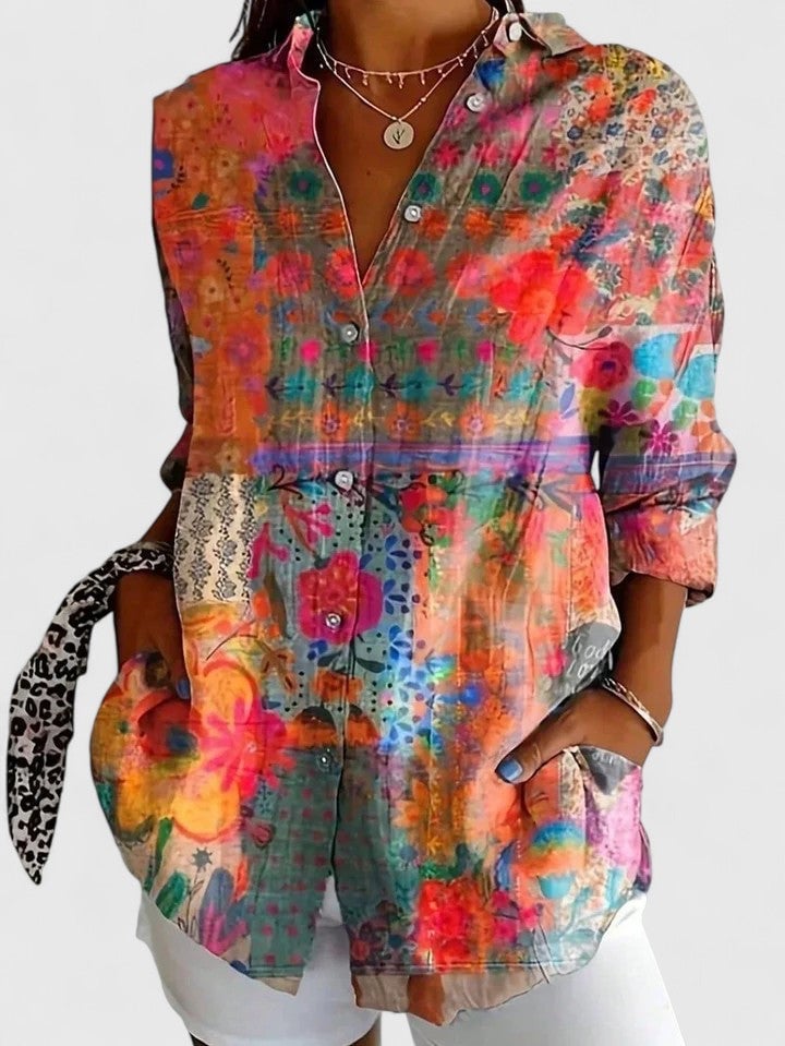 Elisabeth Bluse til damer med allover print, billede 2