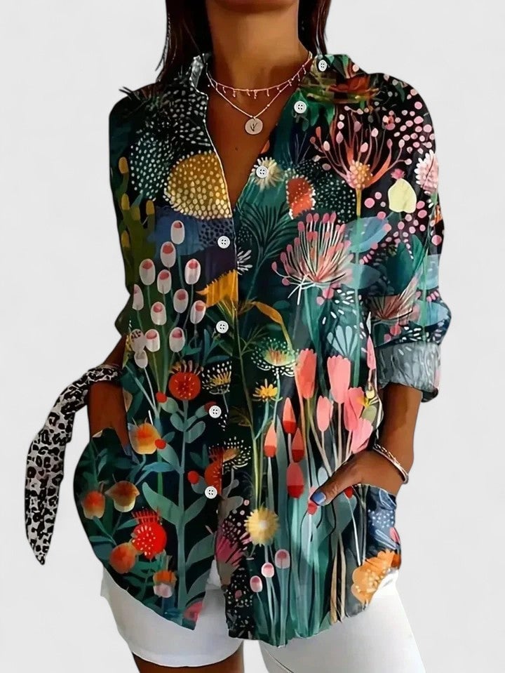 Elisabeth Bluse til damer med allover print, billede 3