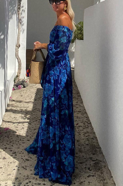 Ingeborg Kjole til damer i lang model i maxilængde med blomsterprint, billede 3