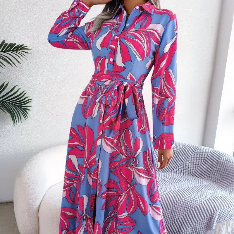Ingrid Kjole til damer med revers med knapper og blomsterprint, billede 4
