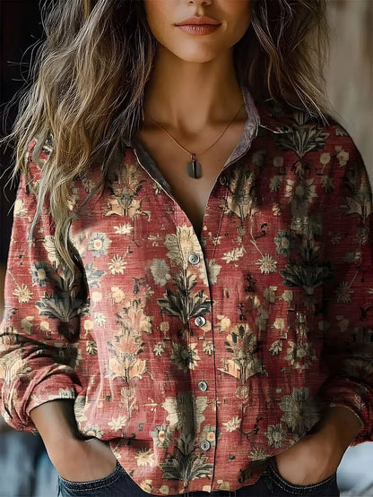 Jasmin Bluse til damer med revers og blomsterprint, billede 10