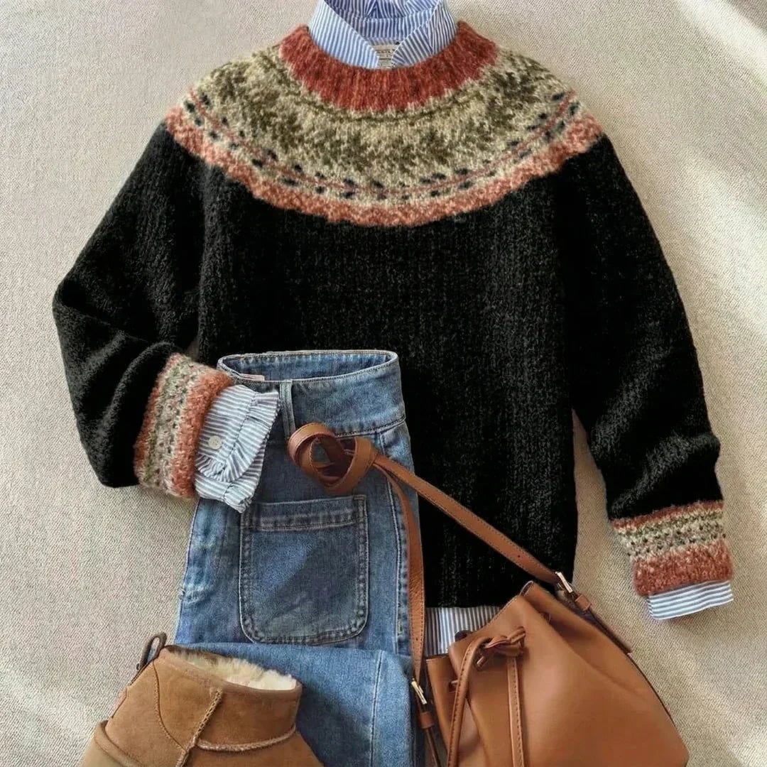 Jette Sweater til damer i strik i sort, billede 1