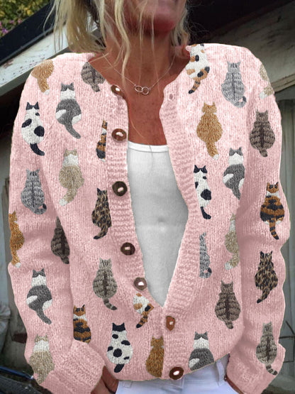 Jytte Cardigan til damer med lange ærmer og allover print, billede 2