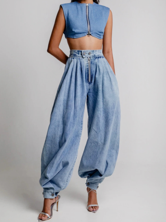 Ketty Jeans til damer i denim med høj talje, billede 1