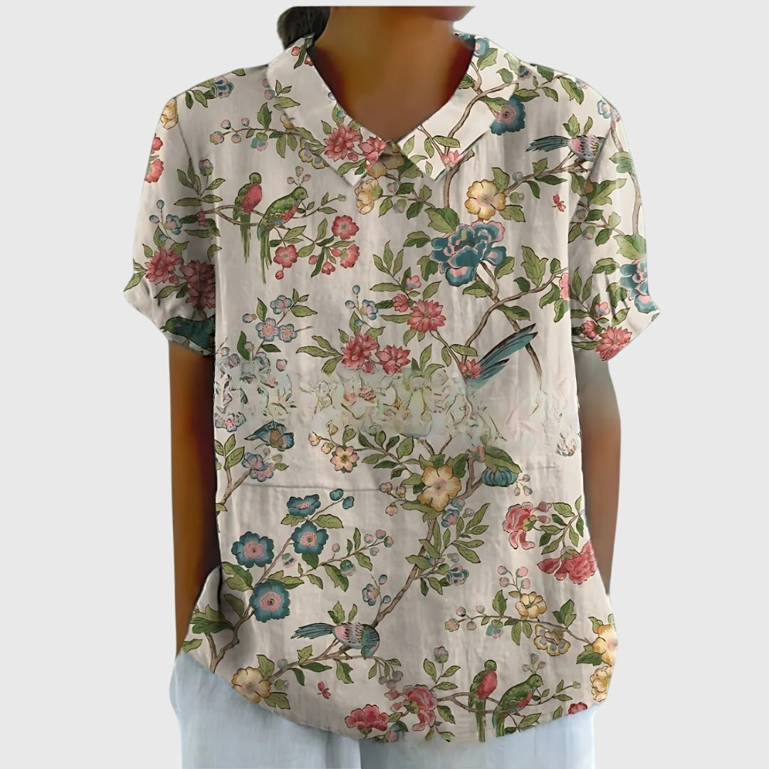 Kirstine Bluse til damer med løs pasform og blomsterprint, billede 10
