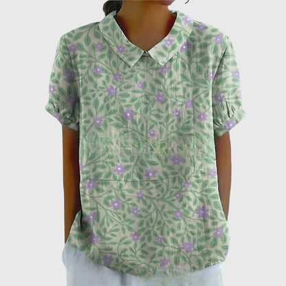 Kirstine Bluse til damer med løs pasform og blomsterprint, billede 4