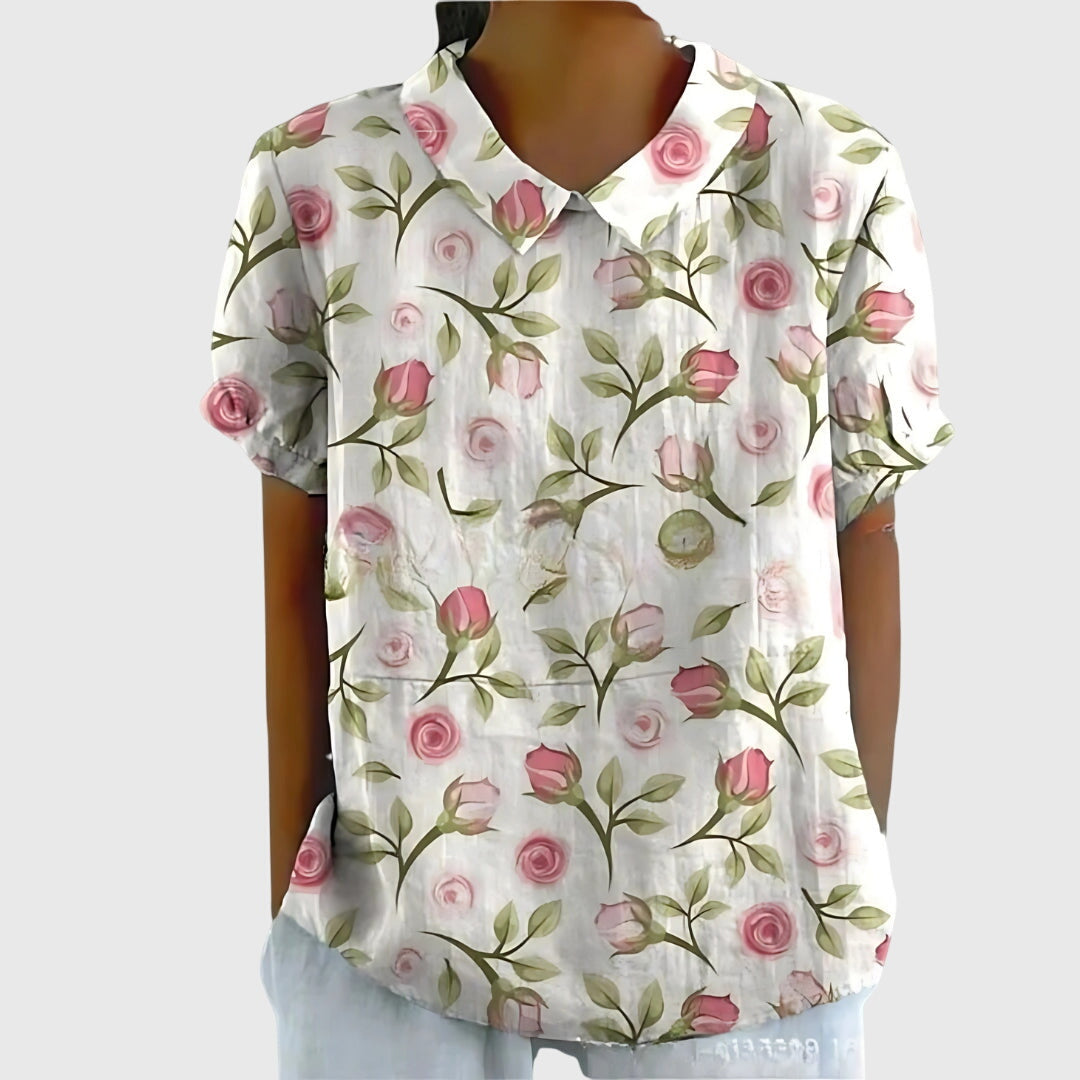 Kirstine Bluse til damer med løs pasform og blomsterprint, billede 7