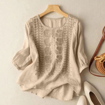 Lene Bluse til damer med broderi, billede 2