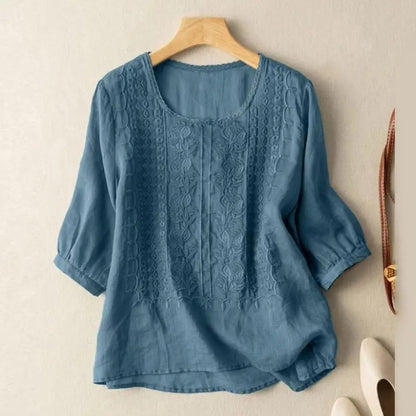 Lene Bluse til damer med broderi, billede 3
