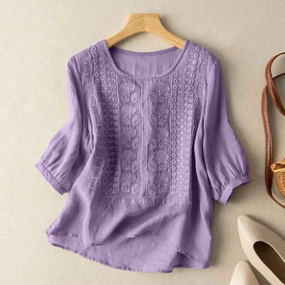 Lene Bluse til damer med broderi, billede 4