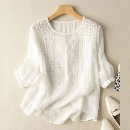 Lene Bluse til damer med broderi, billede 5