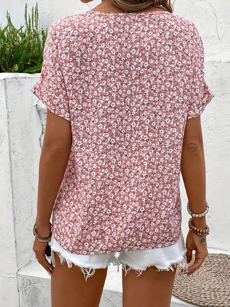 Molly Bluse til damer med blomsterprint og allover print, billede 2