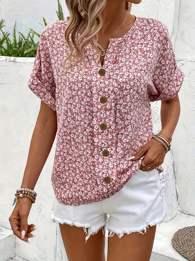 Molly Bluse til damer med blomsterprint og allover print, billede 3