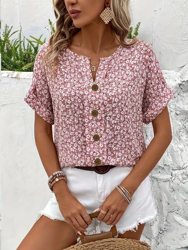 Molly Bluse til damer med blomsterprint og allover print, billede 5