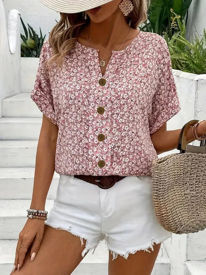 Rie Bluse til damer i polyester med blomsterprint, billede 1