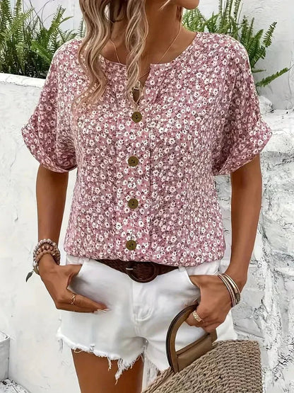 Rie Bluse til damer i polyester med blomsterprint, billede 3