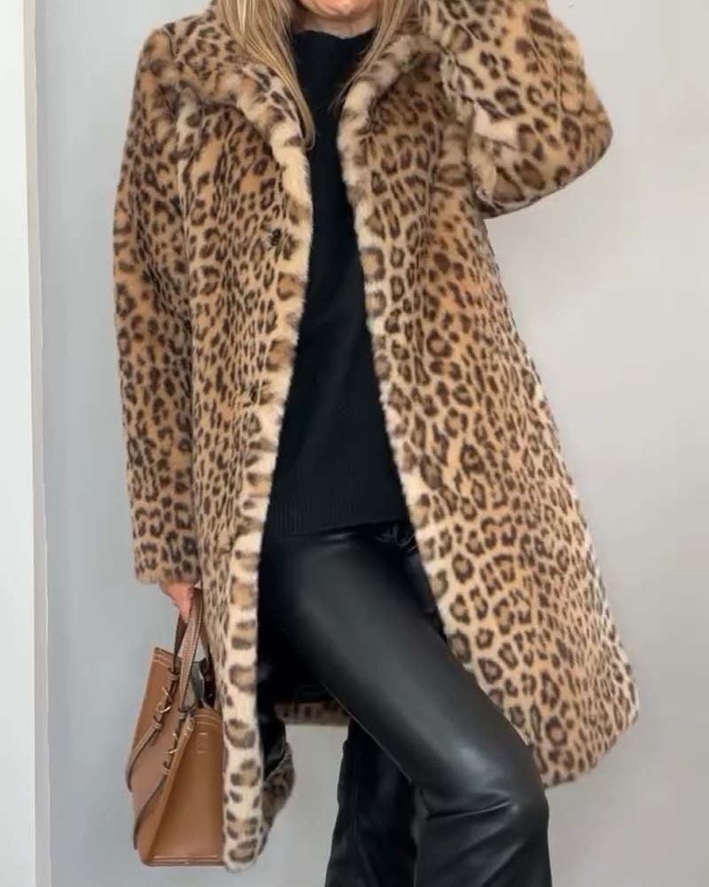Tilde Frakke til damer med leopardprint og allover print, billede 1