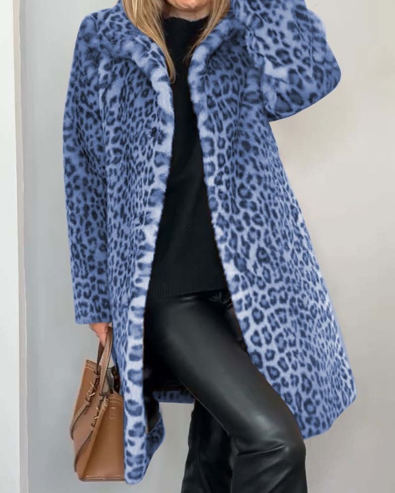 Tilde Frakke til damer med leopardprint og allover print, billede 3