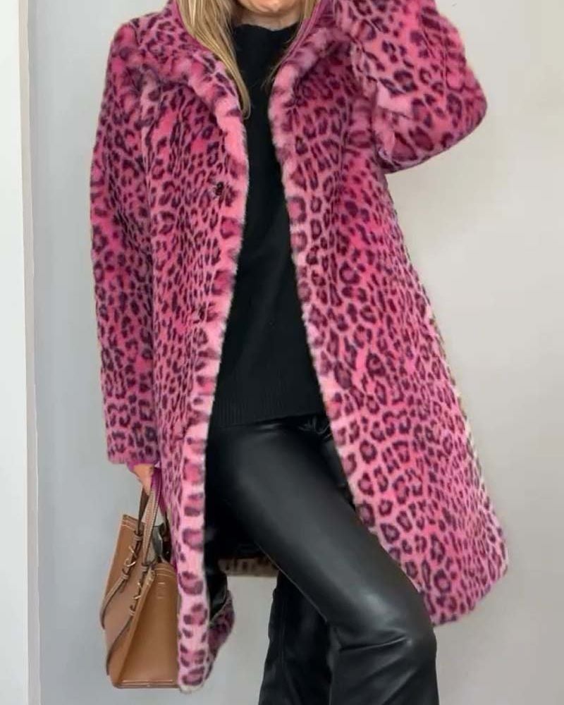 Tilde Frakke til damer med leopardprint og allover print, billede 4