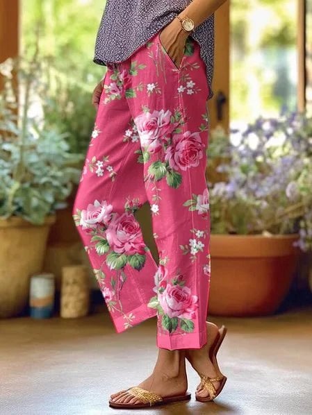 Yvonne Bukser til damer med løs pasform og blomsterprint, billede 1